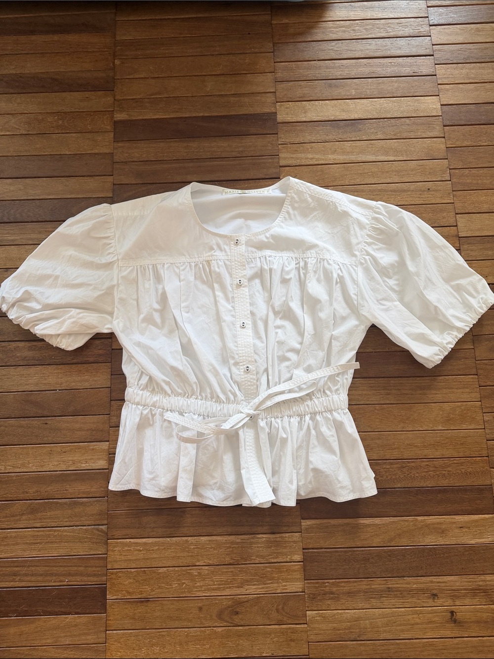 Marie Oliver White Puff Sleeve Blouse — Worn Once